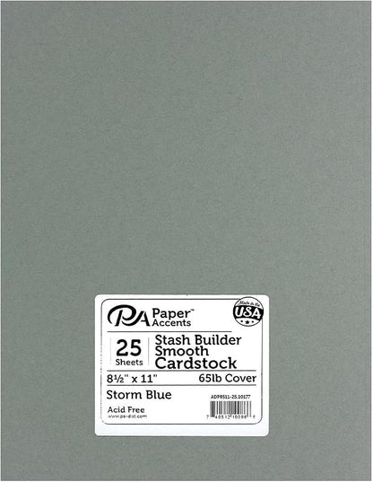 PA Paper Accents Stash Builder Cardstock 8.5" x 11" Storm Blue, 65lb colored by AccentDesignsPaperAccents