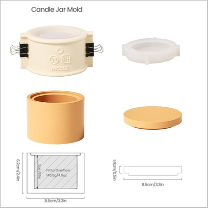 BOOWAN Nicole Simple Style Candle Vessels Silicone Mold, Candle Jar Mould - Image 4