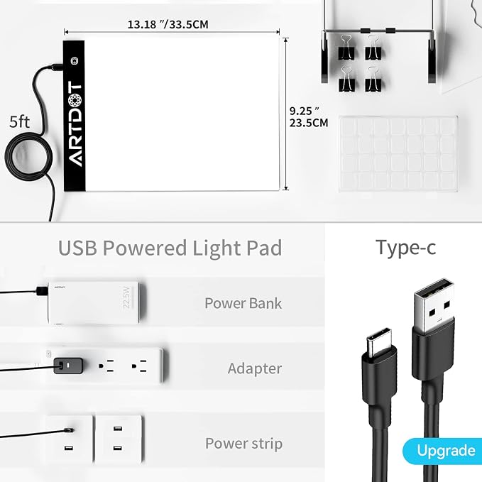 ARTDOT A4 LED Light Pad for Diamond Painting Kits for Adults, USB Powered - Image 4