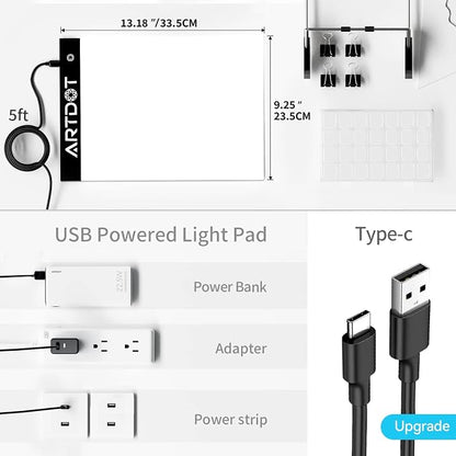 ARTDOT A4 LED Light Pad for Diamond Painting Kits for Adults, USB Powered - Image 4