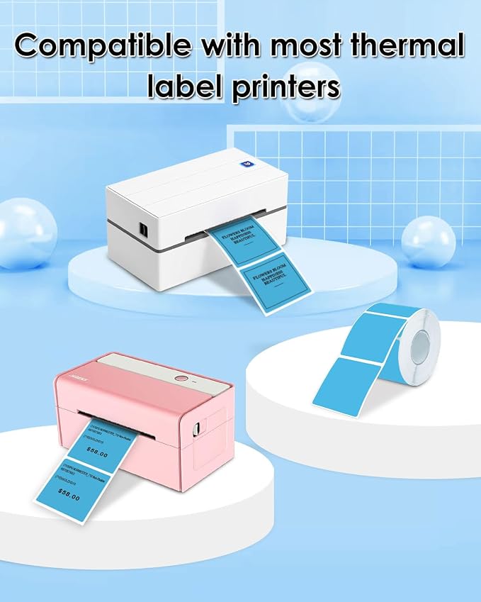 iEager Blue Square Thermal Label Stickers, 500 Sheets/Roll - Image 4