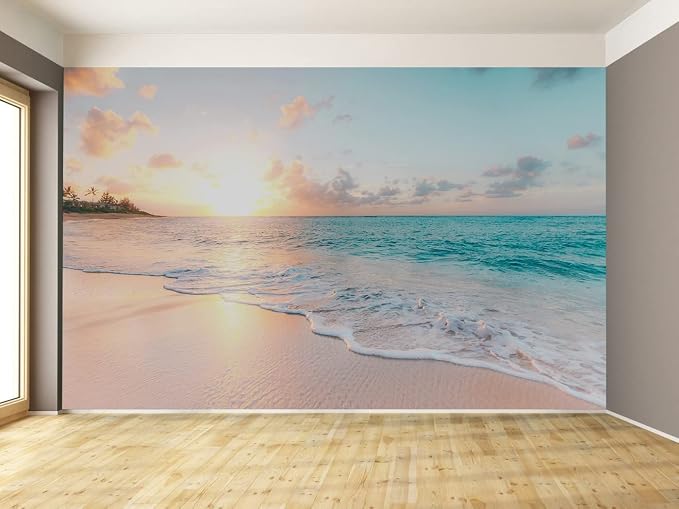 Sunset Wall Murals Romantic Beach Photo Mural Wallpaper Wall Decor Print - Image 6