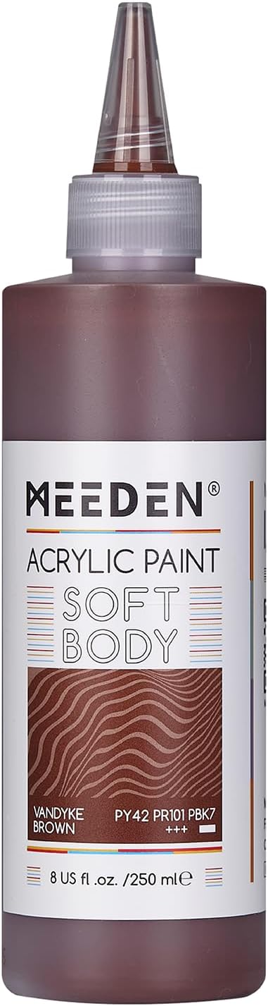 MEEDEN Vandyke Brown Acrylic Paint: Matte Finish 250ml/8.45oz Soft Body Bulk by MEEDEN
