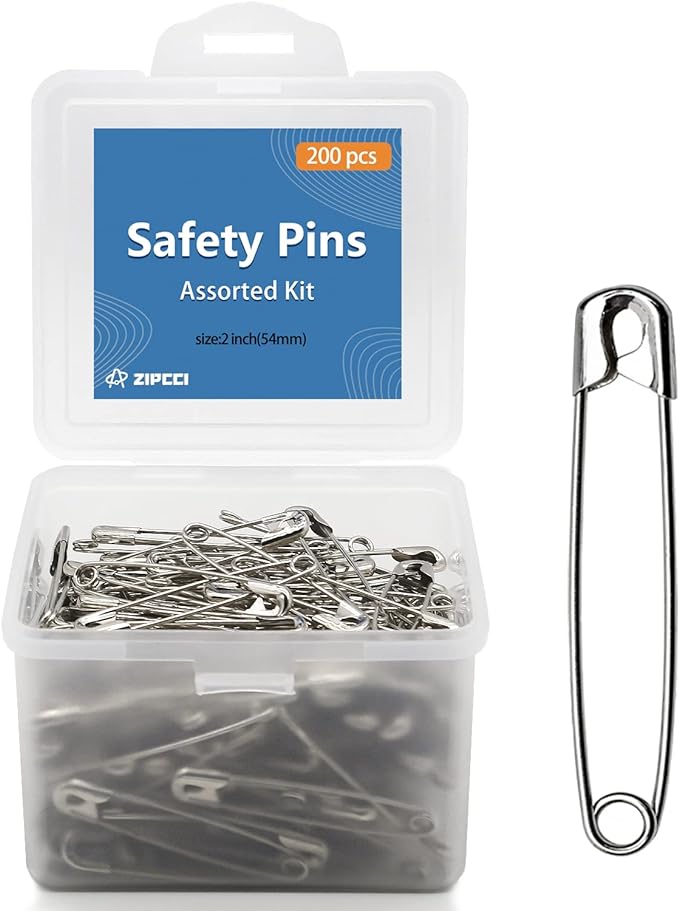 ZIPCCI 2 inch Safety Pins, Steel Wire by ZIPCCI
