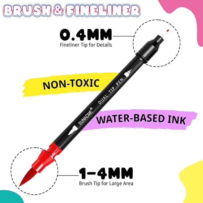 36 Dual Brush Marker Pens, 36 Colors Art Marker Set - Image 2