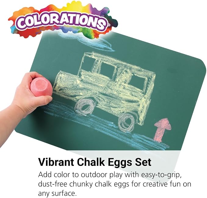 Colorations Chunky Chalk Eggs, for Kids and Toddlers, Easy Grip, 2 1/8 X 1 1/2 - Image 2