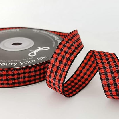 Red and Black Gingham Plaid Checked Ribbon 25 Yards Each Roll 100% Polyester - Image 5