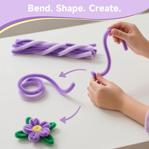 Pipe Cleaners Craft 500PCS 5 Colors Purple Pipe Cleaners Bulk 30CM Limpia Pipas - Image 6