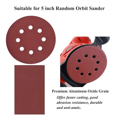 5-Inch 8-Hole Hook and Loop Sanding Discs, 600/800/1000/1200/1500/2000 Fine - Image 2