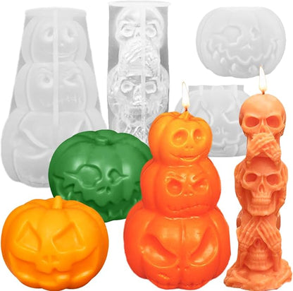 4Pcs Halloween Ghost Candle Silicone Molds Set, DIY 3D Halloween Pumpkin Skull by TOPYS