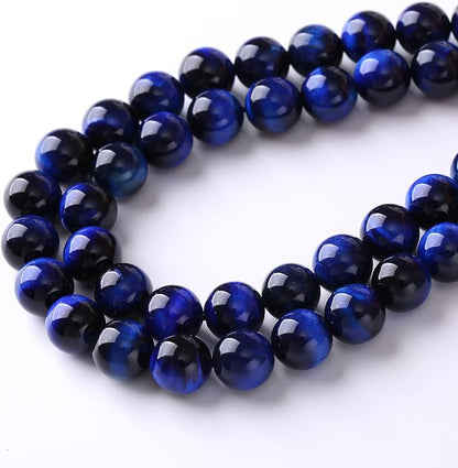 Natural Stone Lapis Blue Tiger Eye Beads Round Loose Spacer Beads - Image 4