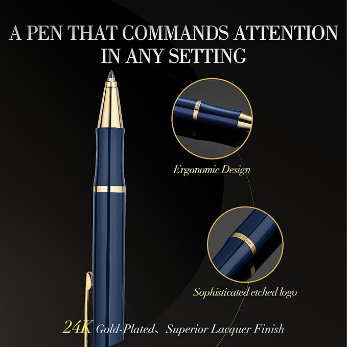 Blue Gel Pen With 24K Gold Finish, Fine lacquer work, Fancy Gift Set - Image 4