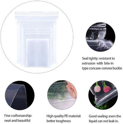 Small Plastic Bags for Jewelry 300pcs 3 Assorted Sizes Clear Zipper Baggies - Image 4