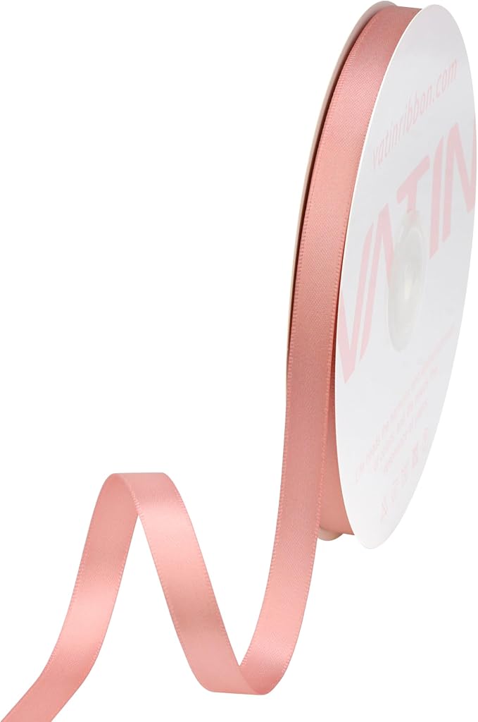 VATIN Double Face Rose Gold Satin Ribbon 3/8" Continuous 50 Yards, Gift Wrapping by VATIN