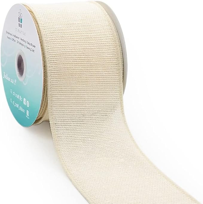 CT CRAFT LLC Ivory Canvas Wired Ribbon 2.5 Inch x 10 Yards by CTCRAFTLLC
