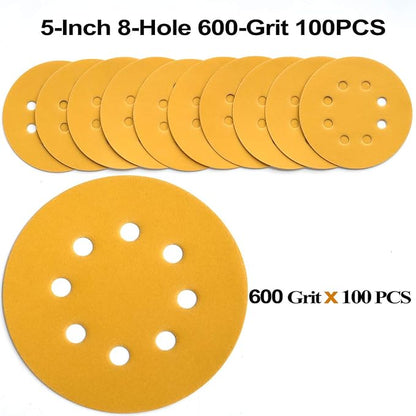 5-Inch 8-Hole Hook and Loop Sanding Discs 600-Grit Random Orbit Sandpaper - Image 3