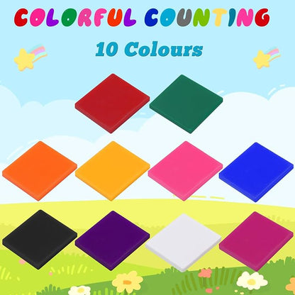 Coopay 1000 Pcs Plastic Square Color Tiles, Bingo Chips, Poker Chips, Color - Image 3