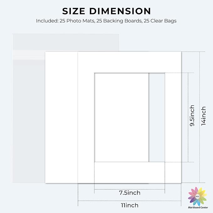 Mat Board Center, 11x14 for 8x10 White Picture Mat Sets - Image 2