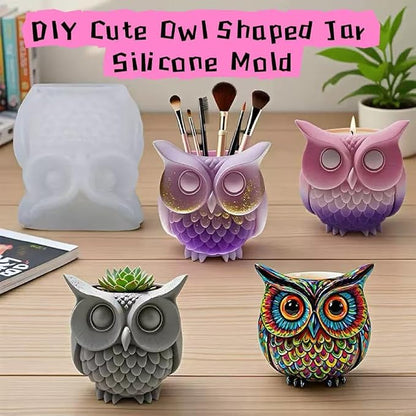 Animal Resin Molds Silicone 3D Cute Owl Epoxy Resin Plaster Candle Holder Wax - Image 3