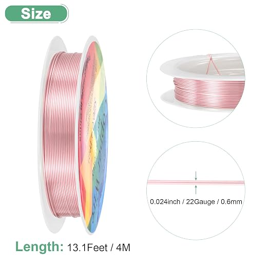 0.6 Mm/22 Gauge Copper Wire for Jewelry Making, 13.1FT Copper Beading Craft - Image 3