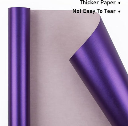 NESCCI Deep Purple Matte Wrapping Paper, Solid Color Pearly-Lustre Paper-3 Roll - Image 3