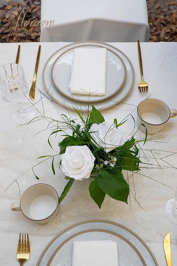 Floroom Artificial Flowers 50pcs Realistic White Foam Fake Roses - Image 5
