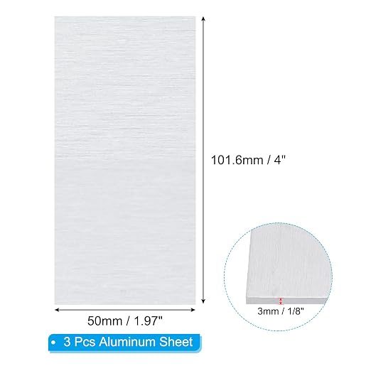 PATIKIL 6061 T651 Aluminum Sheet Metal 4 x 1.97 x 1/8 Inch 3Pcs Flat Plain - Image 2