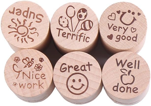 DECORA 6pcs Round Wood Rubber Stamp - Image 4