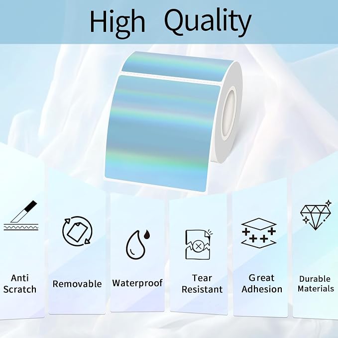 Holographic Square Thermal Labels Stickers 3" x 3", Square Direct Thermal - Image 5