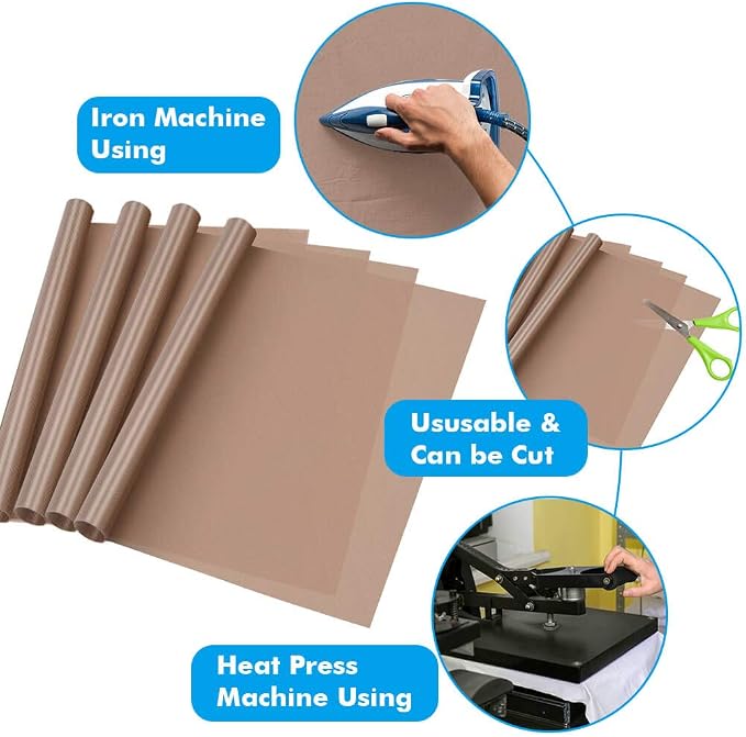 Selizo 4 Pack Teflon Sheet for Heat Press, Non-Stick Craft Mat, Teflon Heat - Image 6