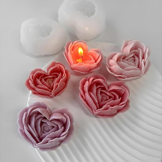 2Pack Heart Candle Mold, Heart Rose Silicone Molds - Image 3