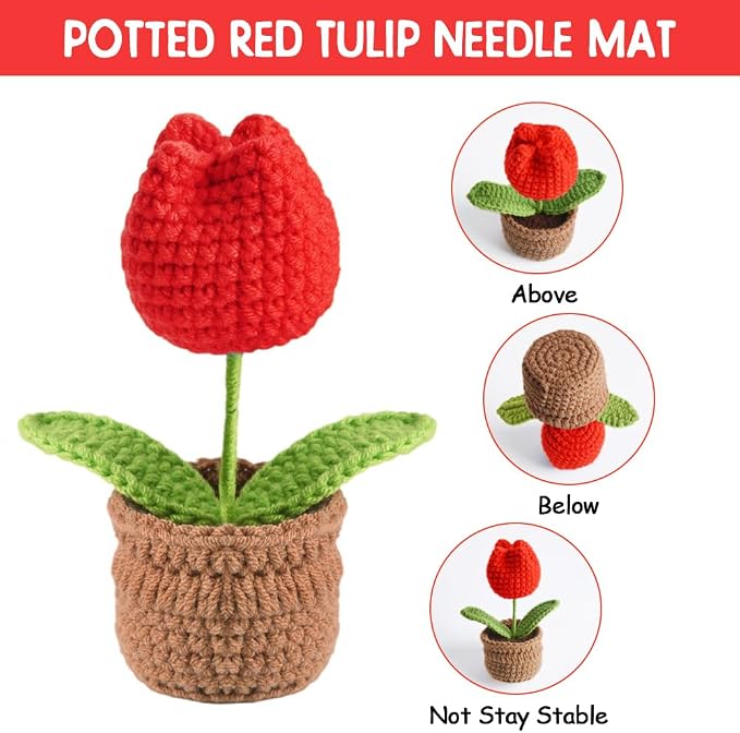Tulip Pin Cushion, Handmade Knitted Pincushions, Cute Pin Cushions Needle - Image 3