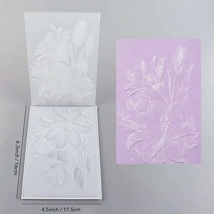BAOFALI 3D Embossing Folder for Card Making, Lily Flowers Clear Plastic Texture - Image 2