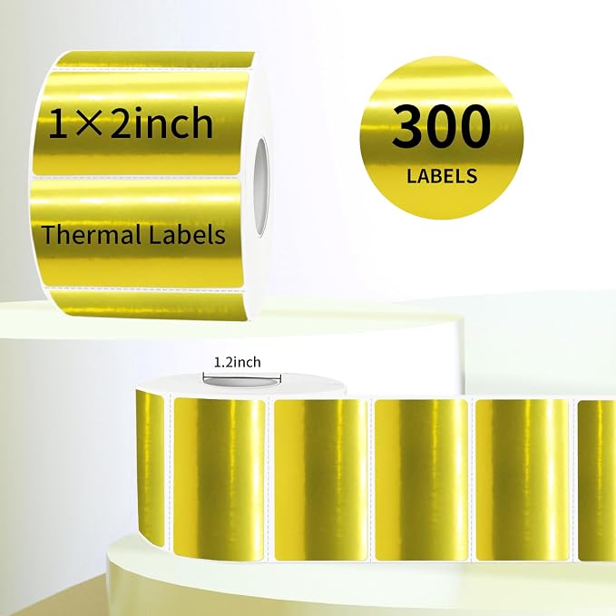 2x1 Inch Thermal Labels, Holographic Gold Thermal Printer Stickers, Waterproof - Image 4