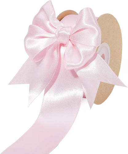 LaRibbons 1 1/2 Inch 50 Yard Double Faced Satin Ribbon, Light Pink Satin Craft by LaRibbons
