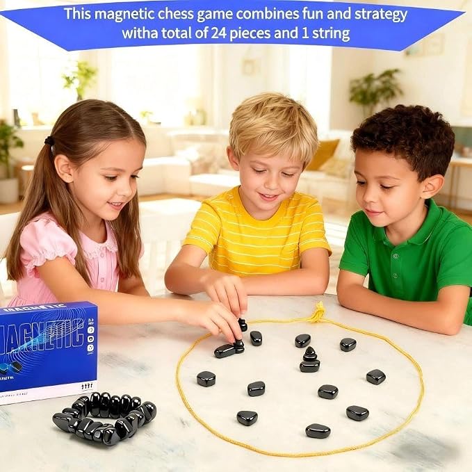 Magnetic Chess Game，24 Stones，String & Portable Storage Bag，Strategy Board Game - Image 5