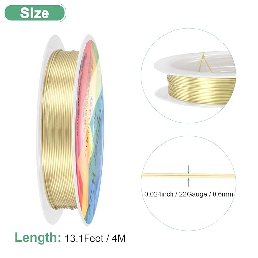 0.6 mm/22 Gauge Copper Wire for Jewelry Making, 13.1FT Copper Beading Craft - Image 3