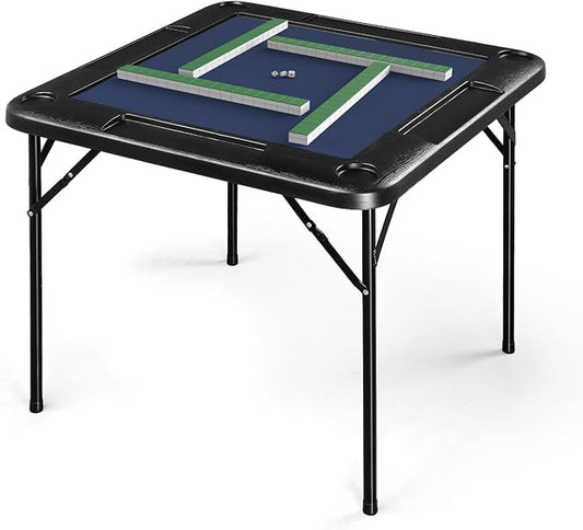 PEXMOR 35" Foldable Mahjong Table, 4 Player Card Game Table w/Cup Holders & by PEXMOR