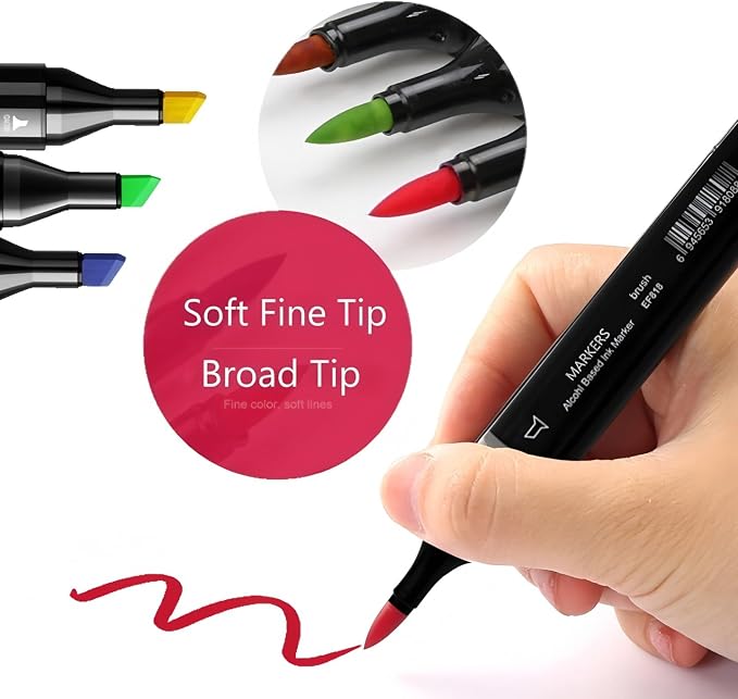 6PCS Skin Tone Markers Set, Double Tipped Soft Fine Tips and Brush Art Marker - Image 2