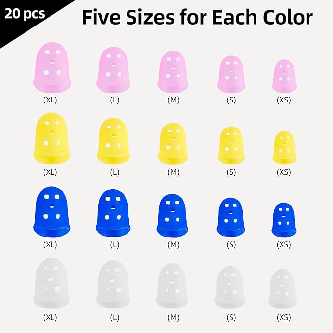 Guitar Fingertip Protector Silicone Thimble 20 PCS Rubber Finger Tips - Image 2