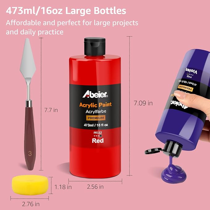 ABEIER Large Bulk Acrylic Paint Set, 15 Colors, Matte Finish, Rich Pigments - Image 3