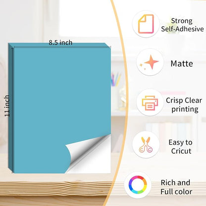 Printable Sticker Paper, 20 Sheets Lake Blue Printable Sticker Paper, - Image 2