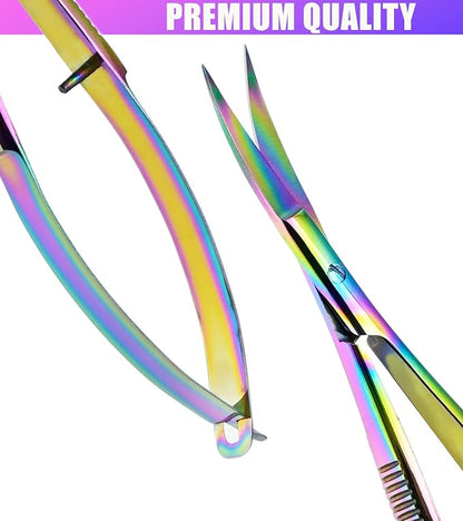 Cross Edge Curved Spring Scissors 5 Inch Stainless Steel Precision Eyebrow & - Image 6