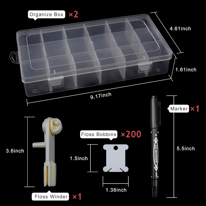 Embroidery Floss Organizer, 2 Removable 18 Compartments Cross Stitch Thread - Image 2