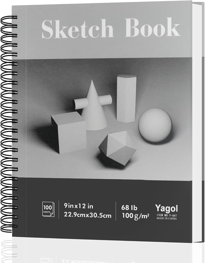 Yagol Sketch Book 9x12 Inch 100 Sheets 68LB/100GSM, Sketch Pad by Yagol