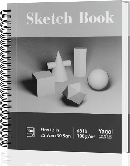 Yagol Sketch Book 9x12 Inch 100 Sheets 68LB/100GSM, Sketch Pad by Yagol