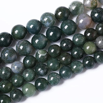 90PCS 4mm Natural Green Moss Agate Beads Gemstone Round Loose Spacer Beads - Image 2