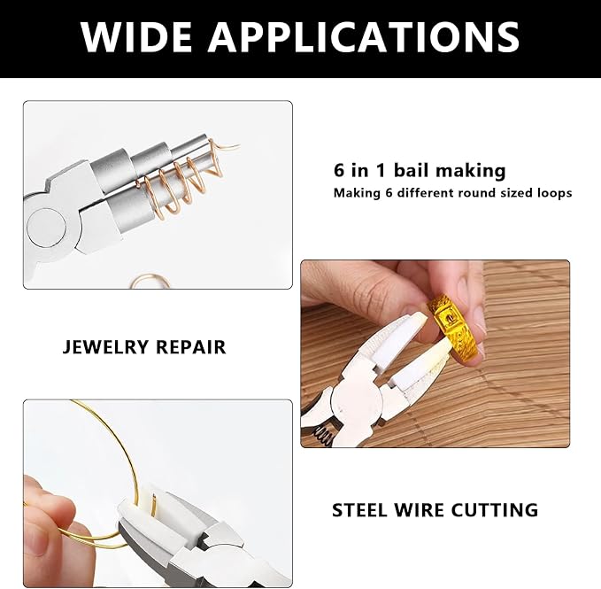2 Pieces 6 in 1 Jewelry Pliers Jewelry Making Tool Bail Making Pliers wire - Image 4