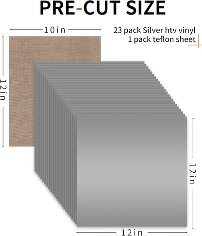 HTVRONT Silver HTV Heat Transfer Vinyl Bundle: 24 Pack 12"x12" Iron on Vinyl - Image 6
