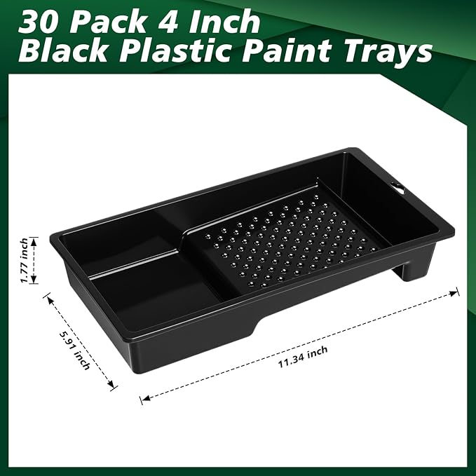 Ripeng 30 Pack 4 Inch Paint Tray Bulk Plastic Paint Roller Tray Small Painting - Image 2